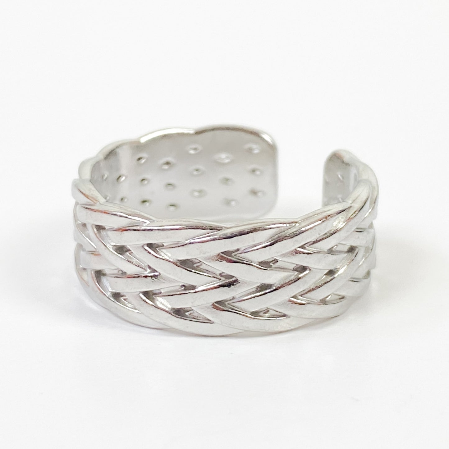 Retro Adjustable Woven Ring Silver