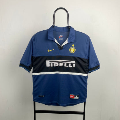 90s Nike Inter Milan Football Shirt T-Shirt Blue XS