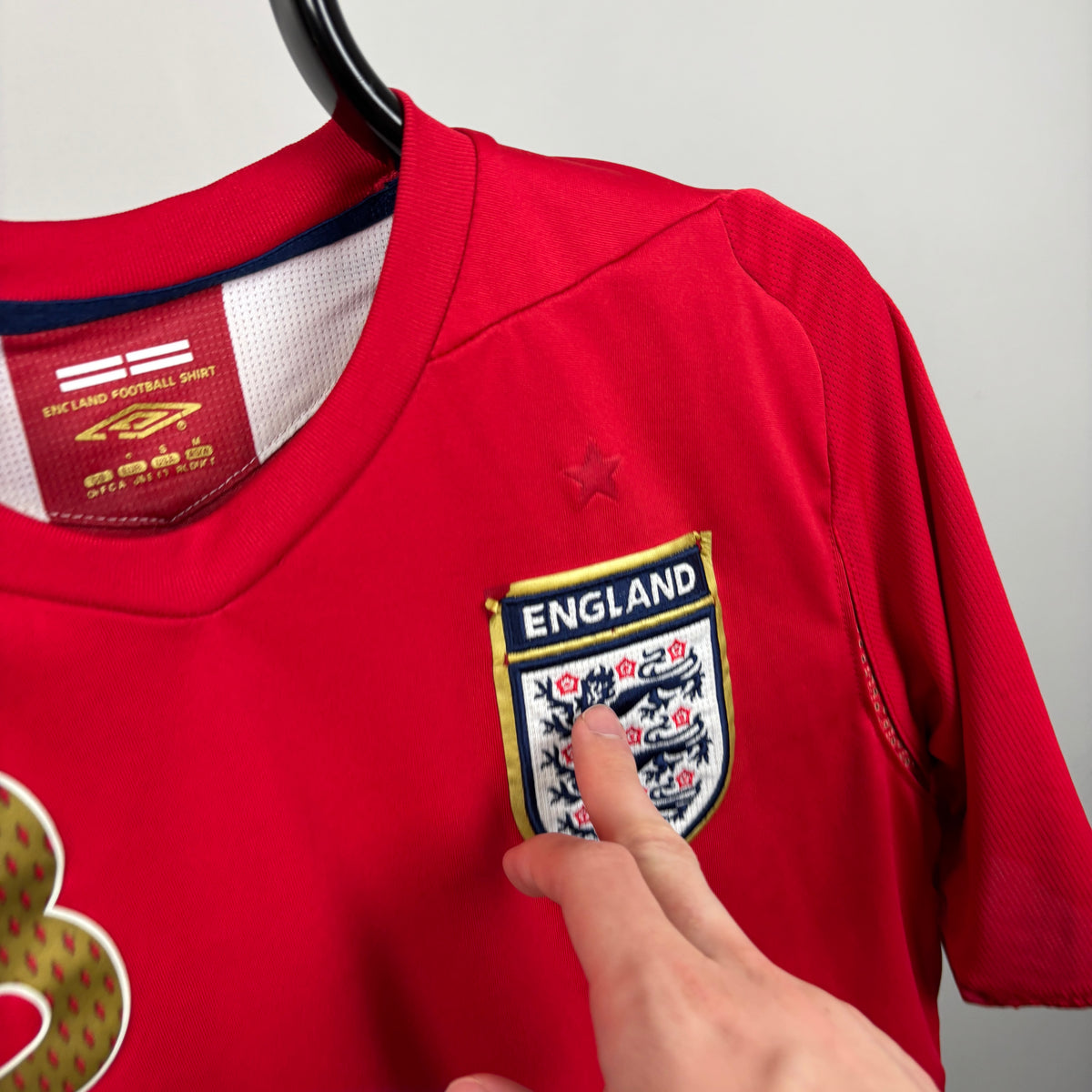 00s Umbro England Carrick Football Shirt T-Shirt Red Small