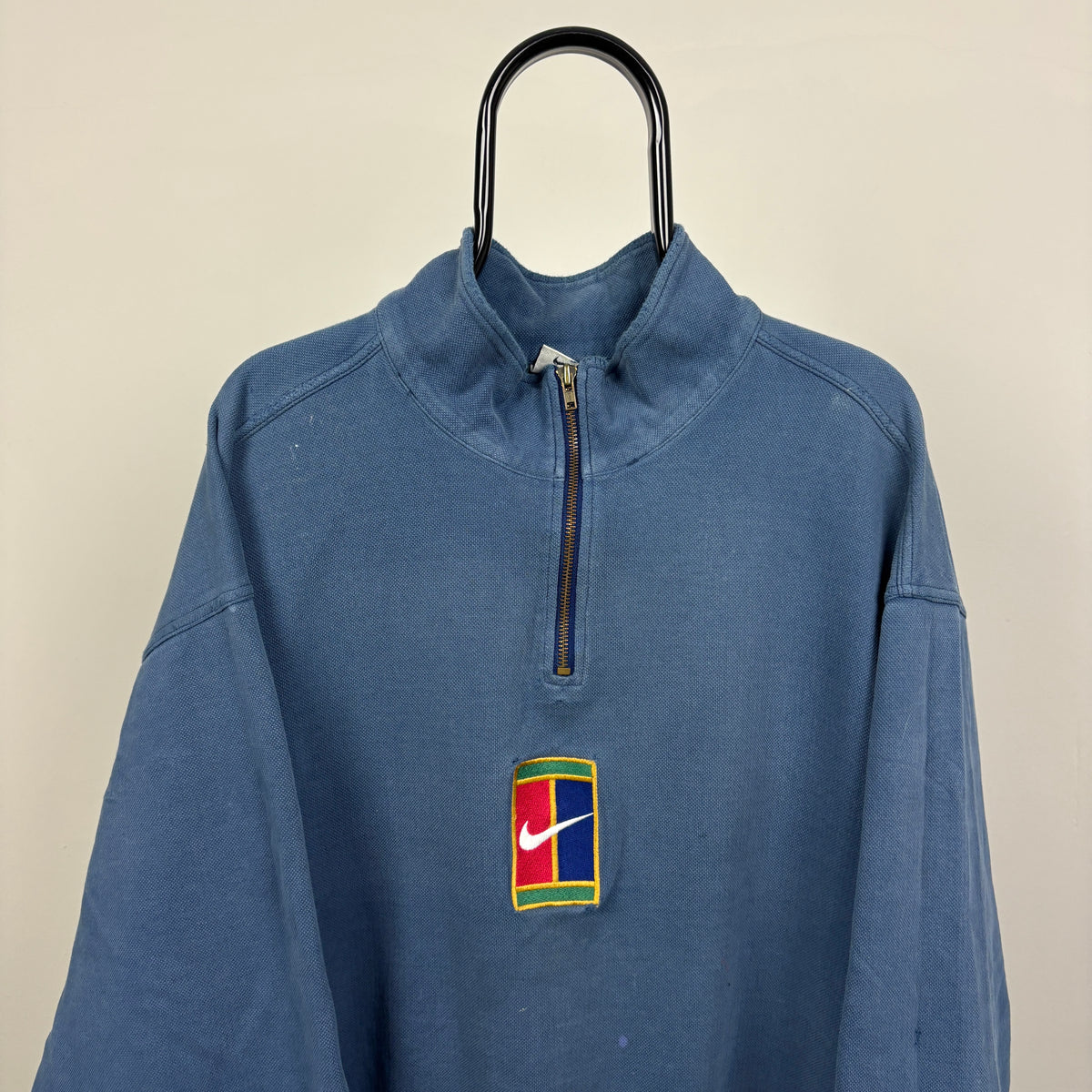 90s Nike Challenge Court 1/4 Zip Sweatshirt Blue XL