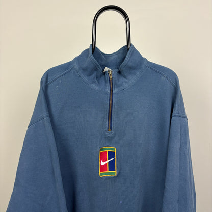 90s Nike Challenge Court 1/4 Zip Sweatshirt Blue XL