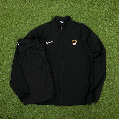 00s Nike Albania Football Windbreaker Jacket + Joggers Set Black Medium