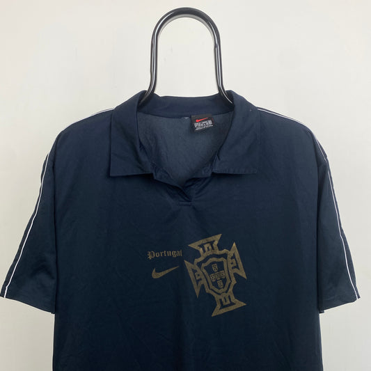 90s Nike Portugal Football Shirt T-Shirt Black XL