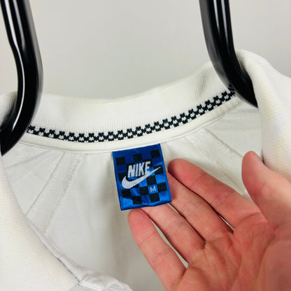 80s Nike John McEnroe Checkerboard Polo Shirt T-Shirt White Medium