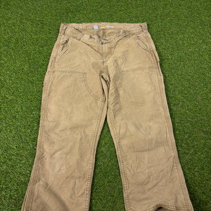 00s Carhartt Double Knee Trousers Joggers Brown Womens XS