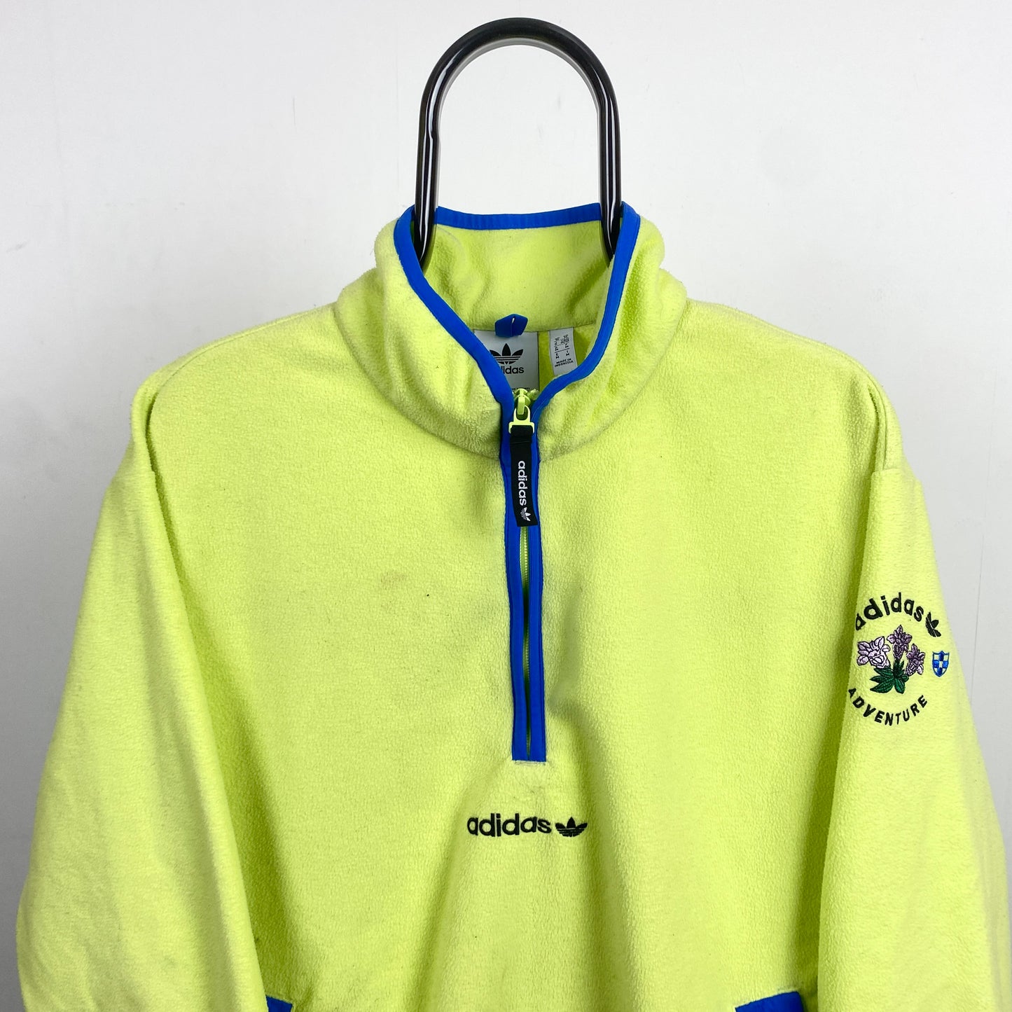 00s Adidas 1/4 Zip Fleece Sweatshirt Yellow Medium