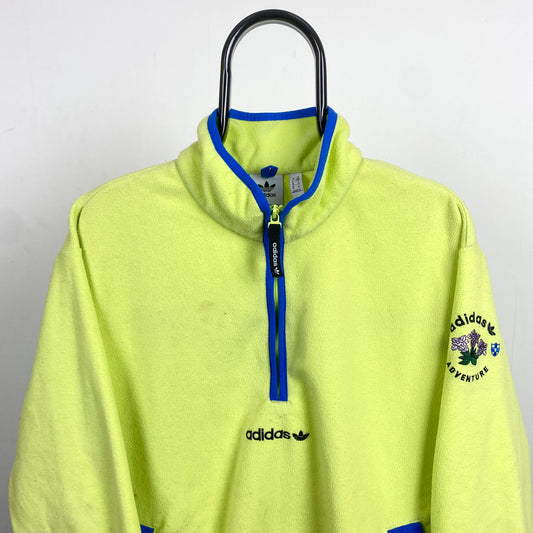 00s Adidas 1/4 Zip Fleece Sweatshirt Yellow Medium