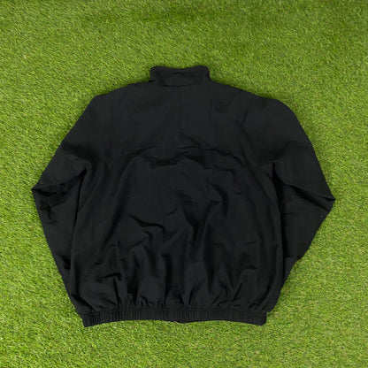 00s Nike Piping Windbreaker Jacket + Joggers Set Black Medium