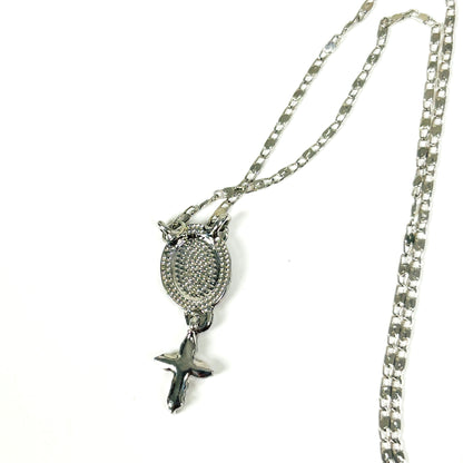 Dainty Jesus Charm Necklace Silver