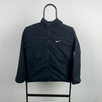 00s Nike Reversible Piping Fleece Coat Jacket Black XS