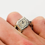 Vintage Retro Adjustable Watch Ring Silver