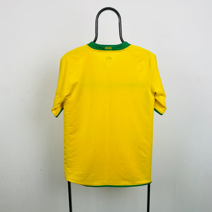 00s Nike Brazil Football Shirt T-Shirt Yellow Small