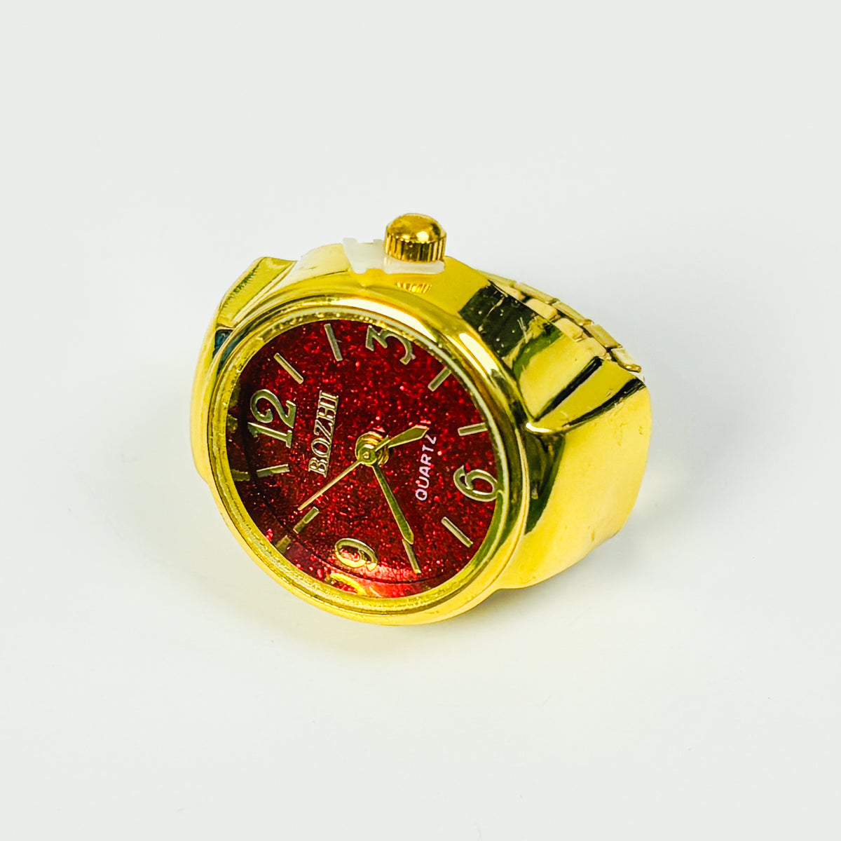 Adjustable Watch Ring Gold Red