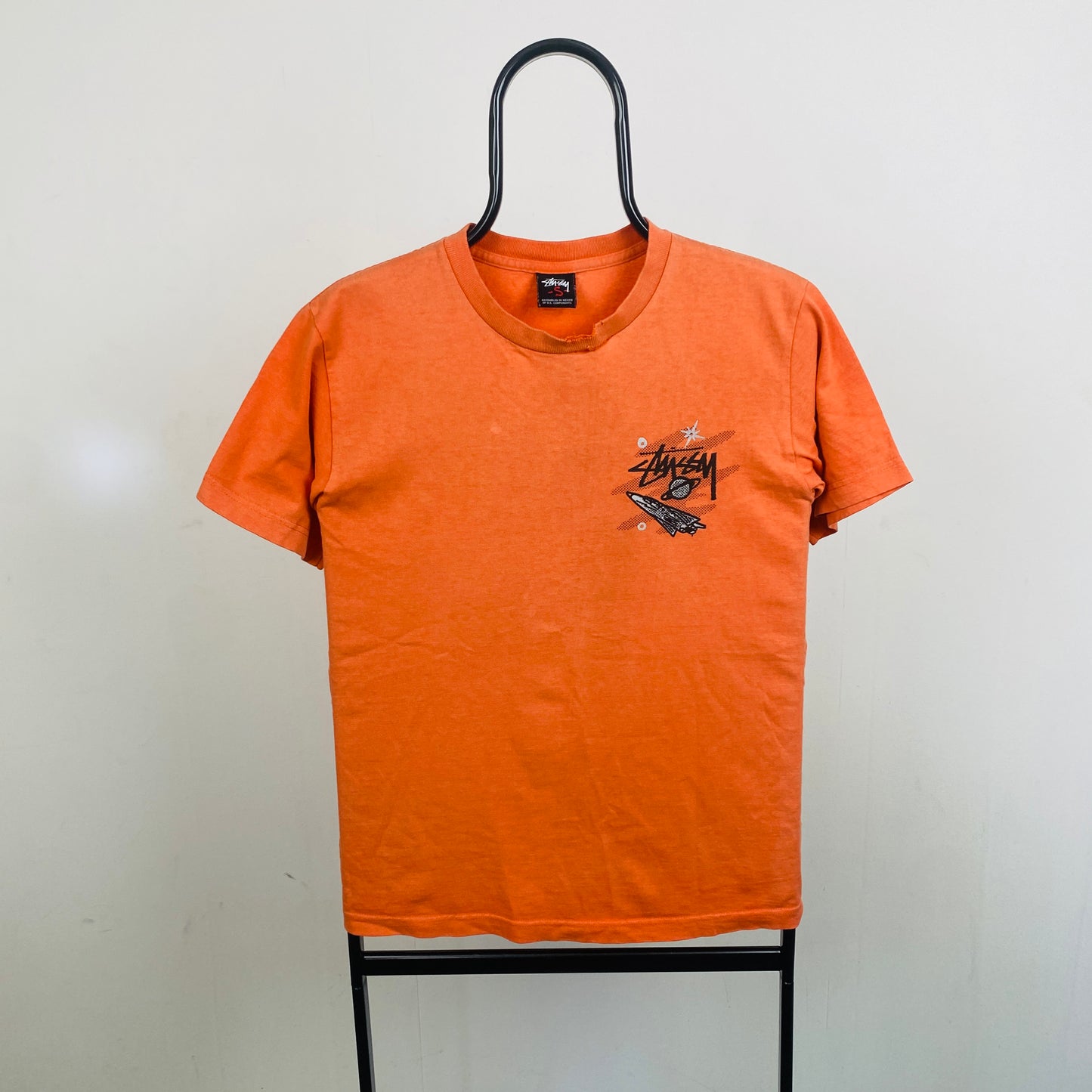 Retro 00s Stussy T-Shirt Orange Small