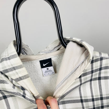 00s Nike Plaid Hoodie White Small