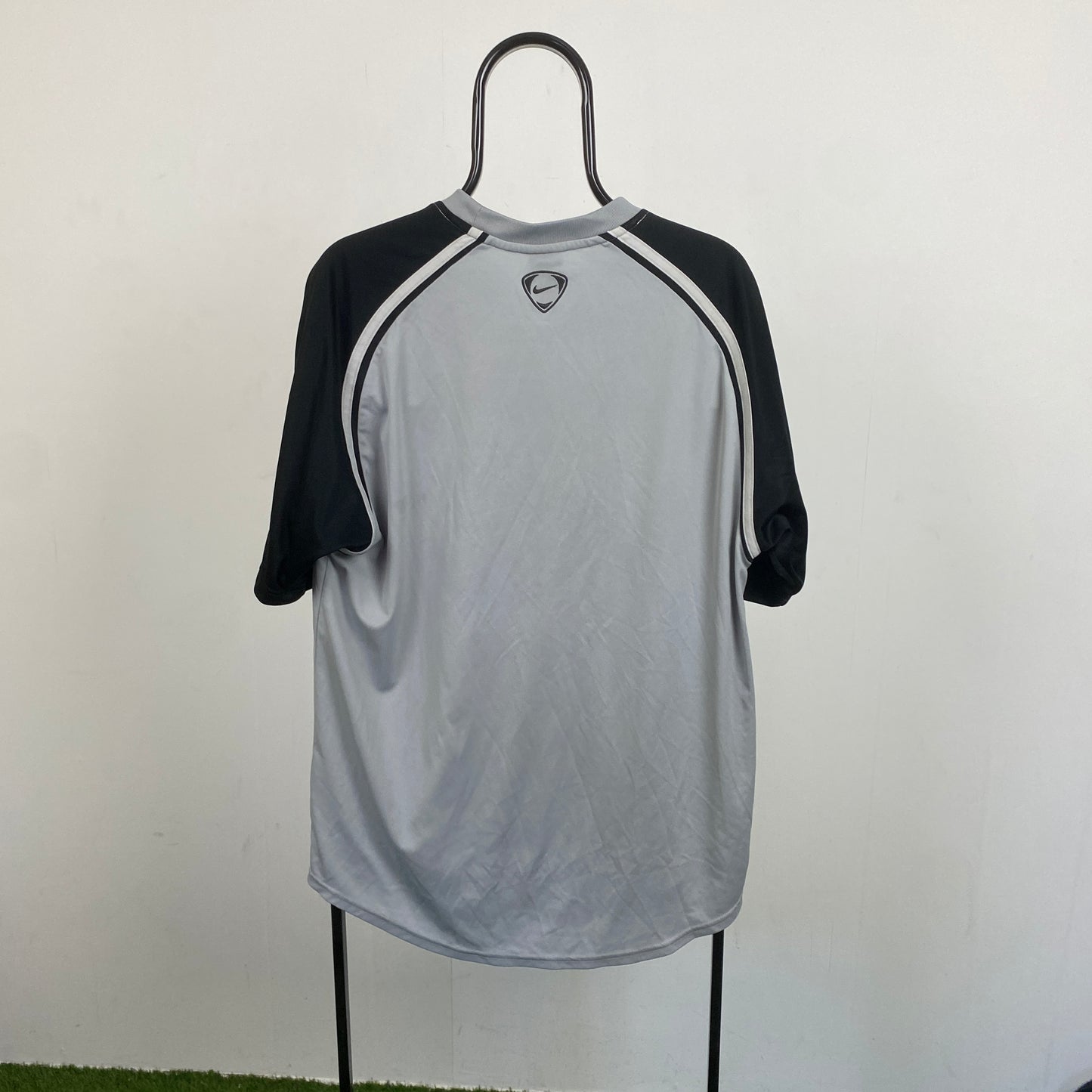 00s Nike Football Shirt T-Shirt Grey Large