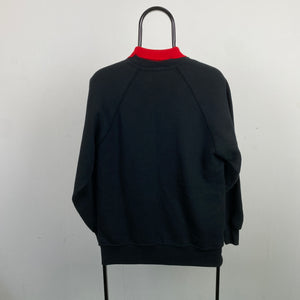 Retro Jerzees Flower Sweatshirt Black Large