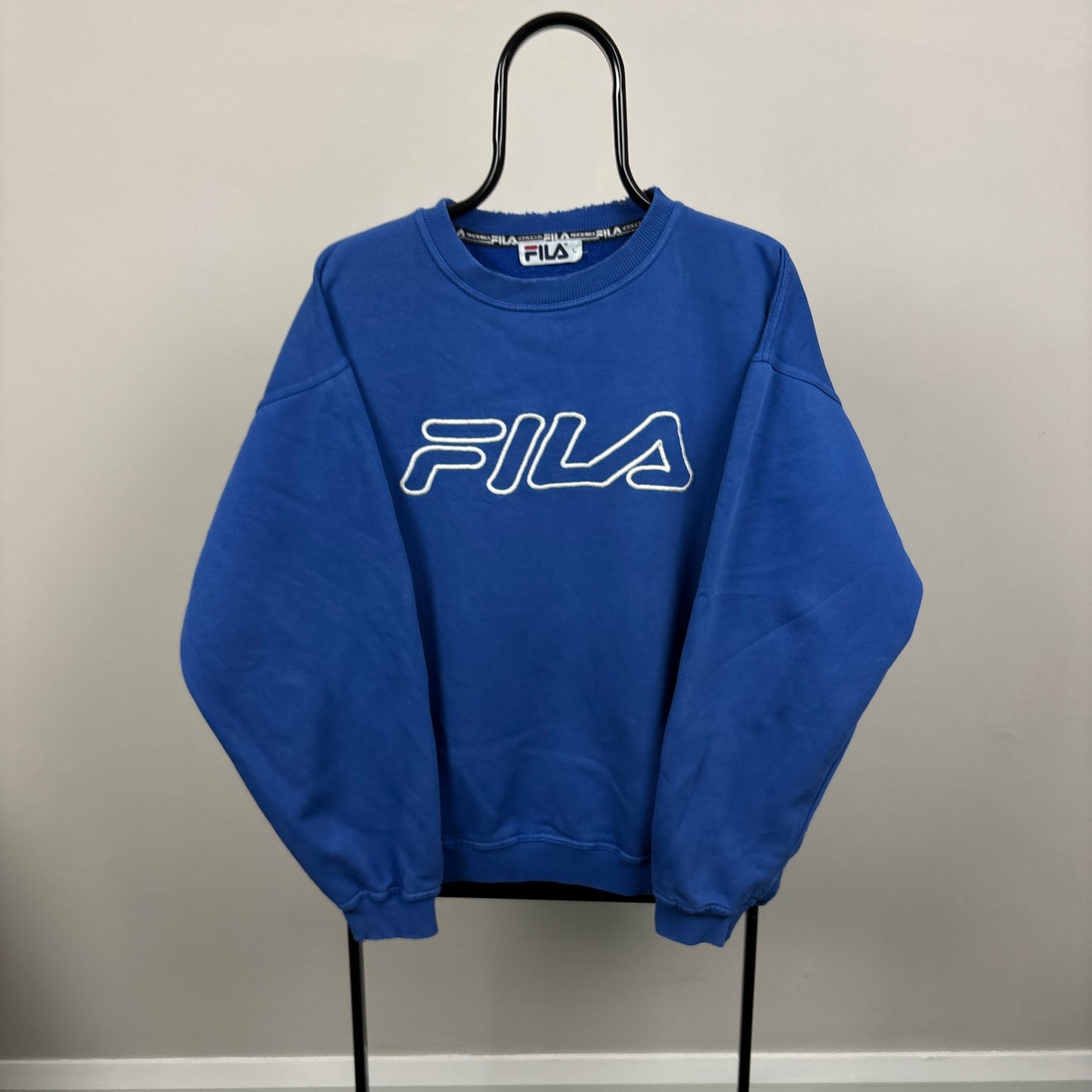 90s Fila Sweatshirt Blue Large