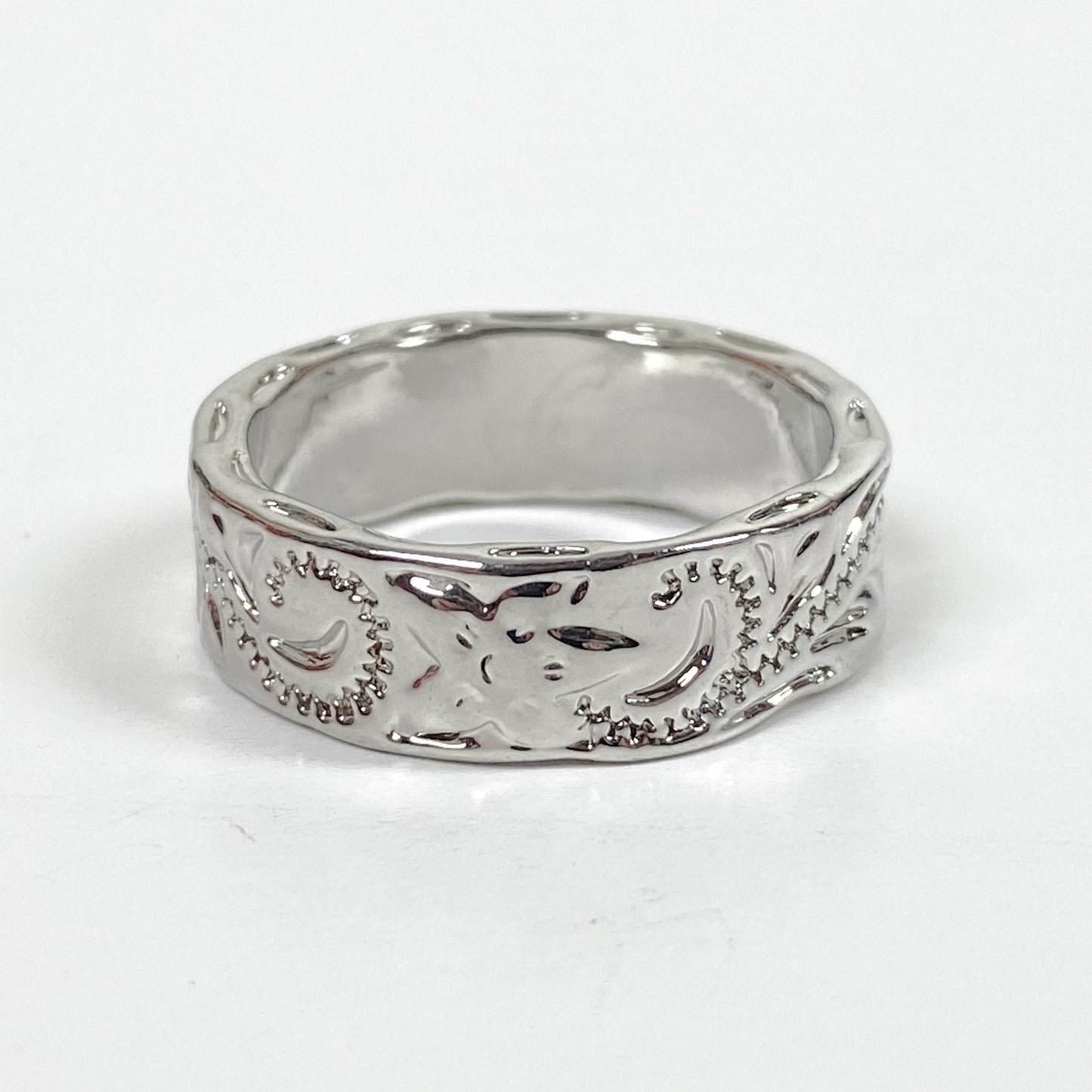 Retro Vintage Fossil Ring Silver