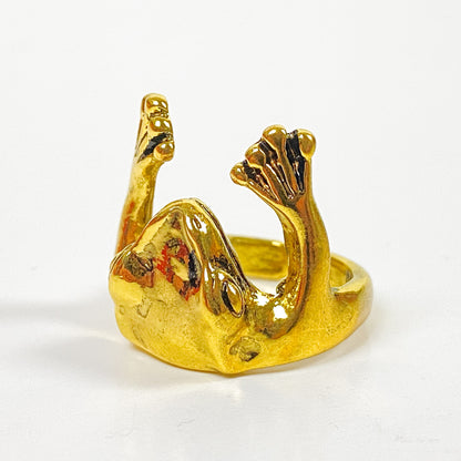 Retro Adjustable Frog Ring Gold