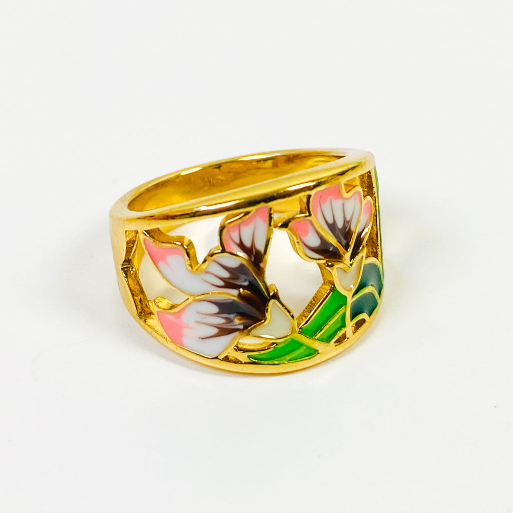 Retro Vintage Flower Ring Gold