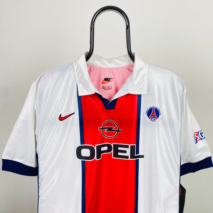 90s Nike PSG Football Shirt T-Shirt White Small