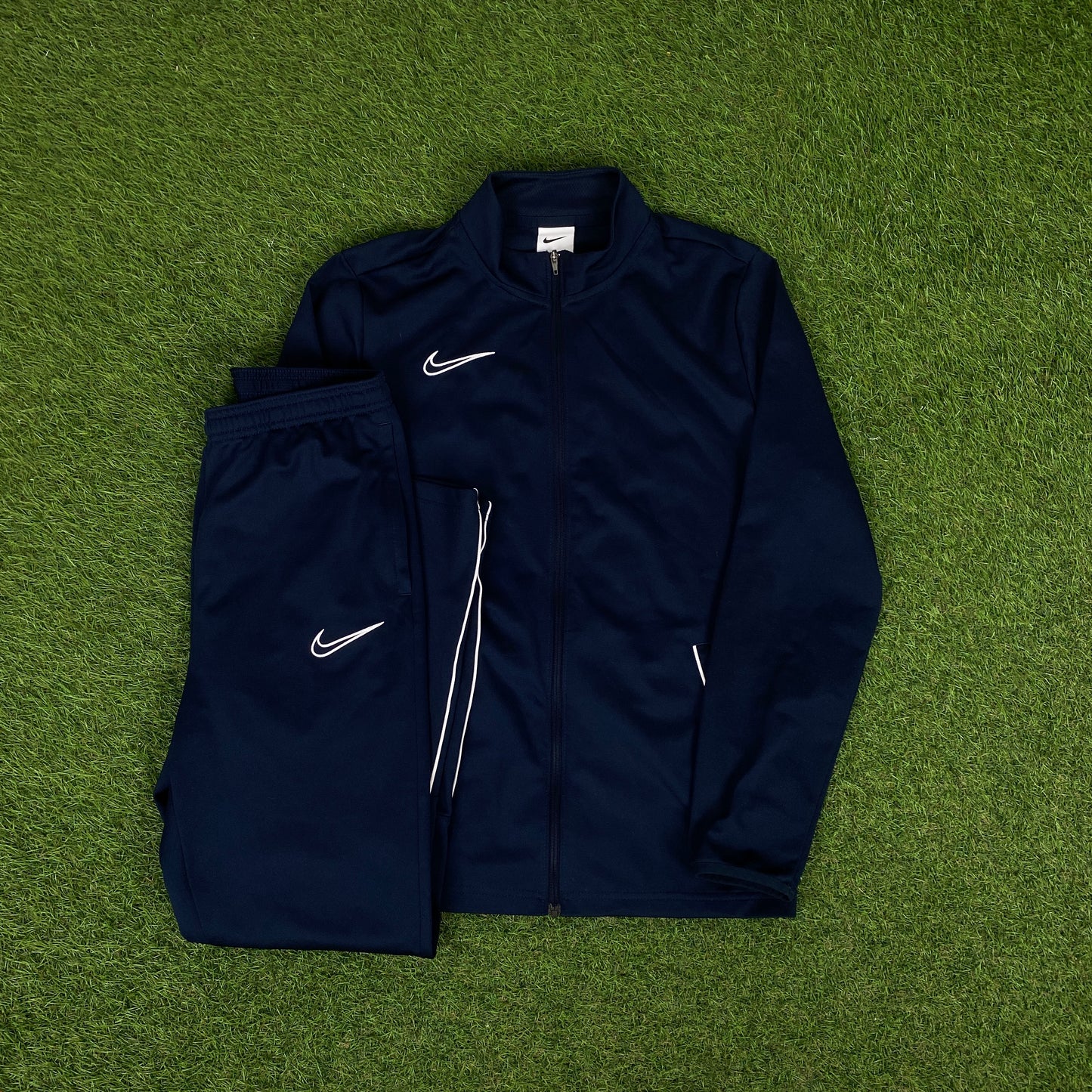 00s Nike Dri-Fit Tracksuit Jacket + Joggers Set Blue Small