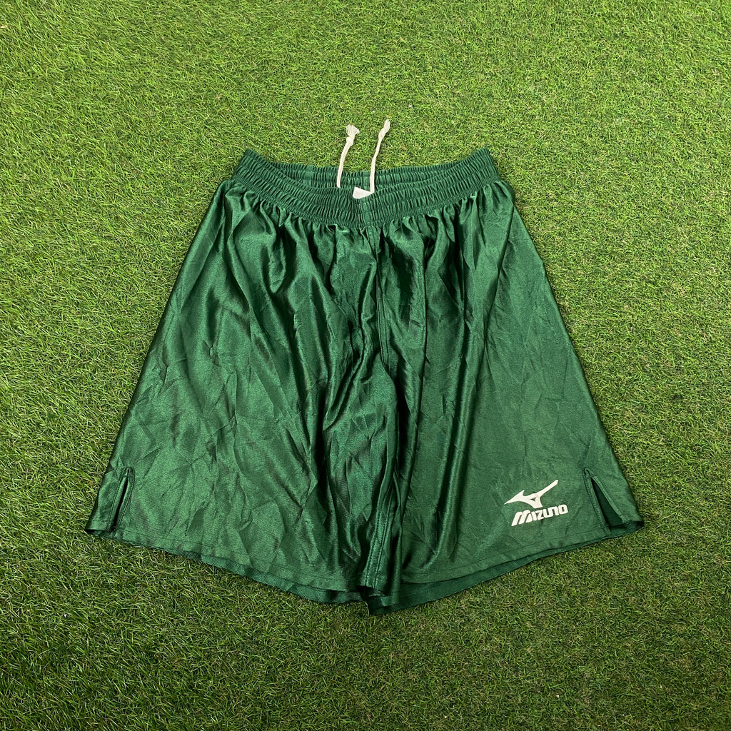 Retro Mizuno Nylon Football Shorts Green Large