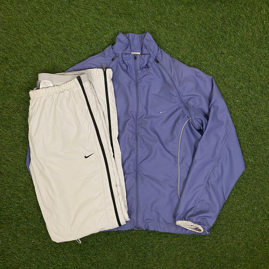 00s Nike Waterproof Windbreaker Jacket + Joggers Set Purple Medium