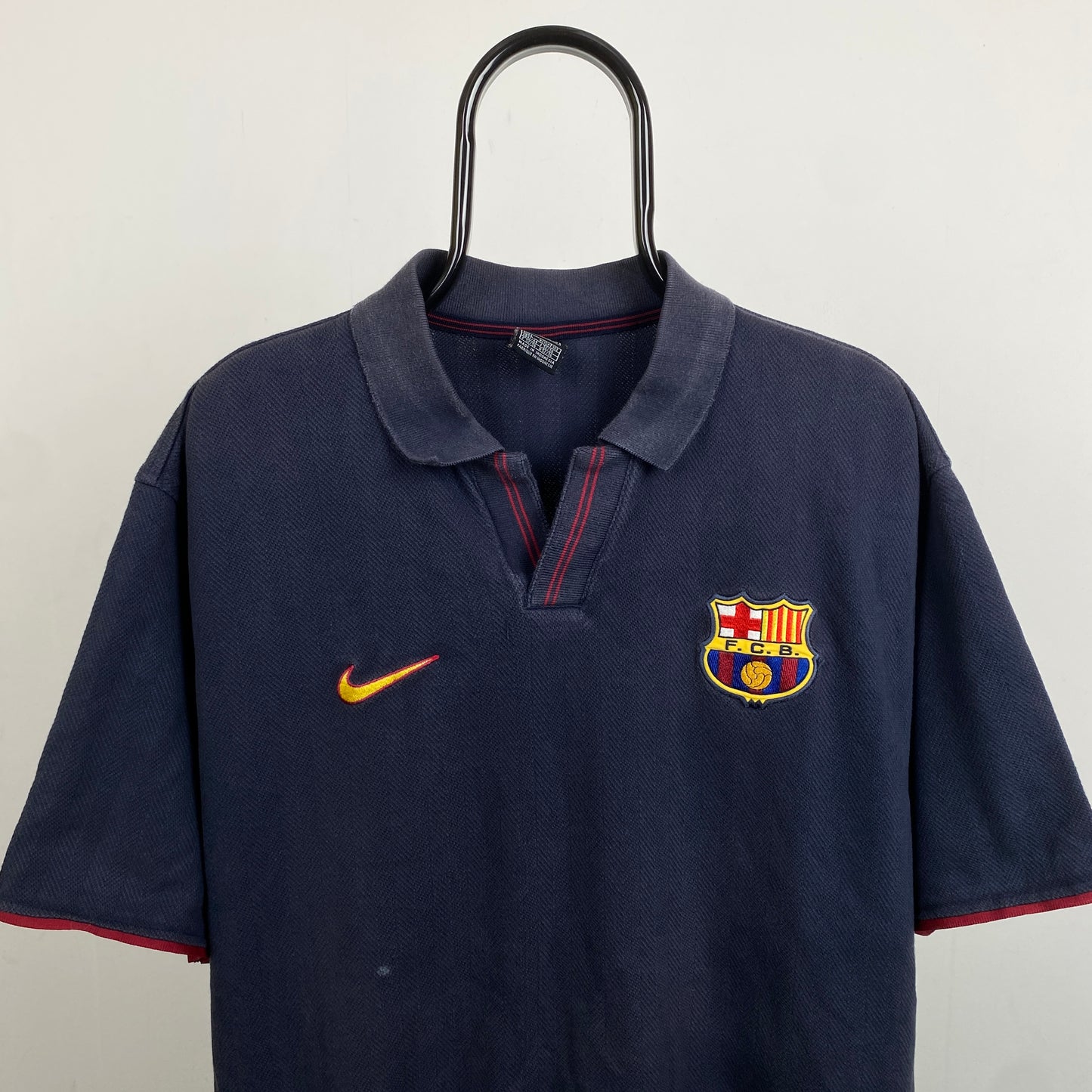 90s Nike Barcelona Football Shirt T-Shirt Blue Large