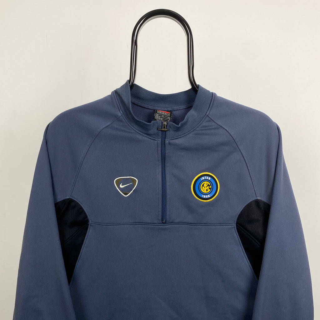 90s Nike Inter Milan 1/4 Zip Sweatshirt Blue XS
