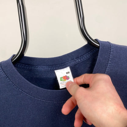 90s Fruit Of The Loom Madrid Tourist T-Shirt Blue Large