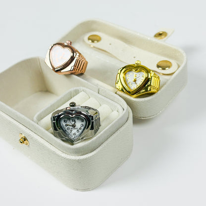 Heart Watch Ring Gold