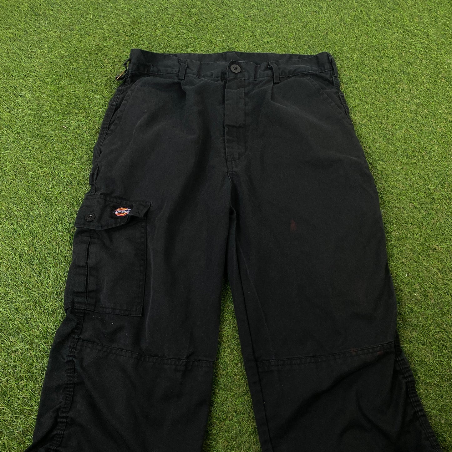 Retro Dickies Double Knee Cargo Trousers Joggers Black Medium