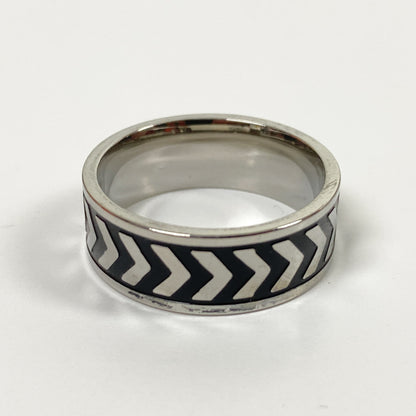 Retro Vintage Racing Stripe Ring Silver