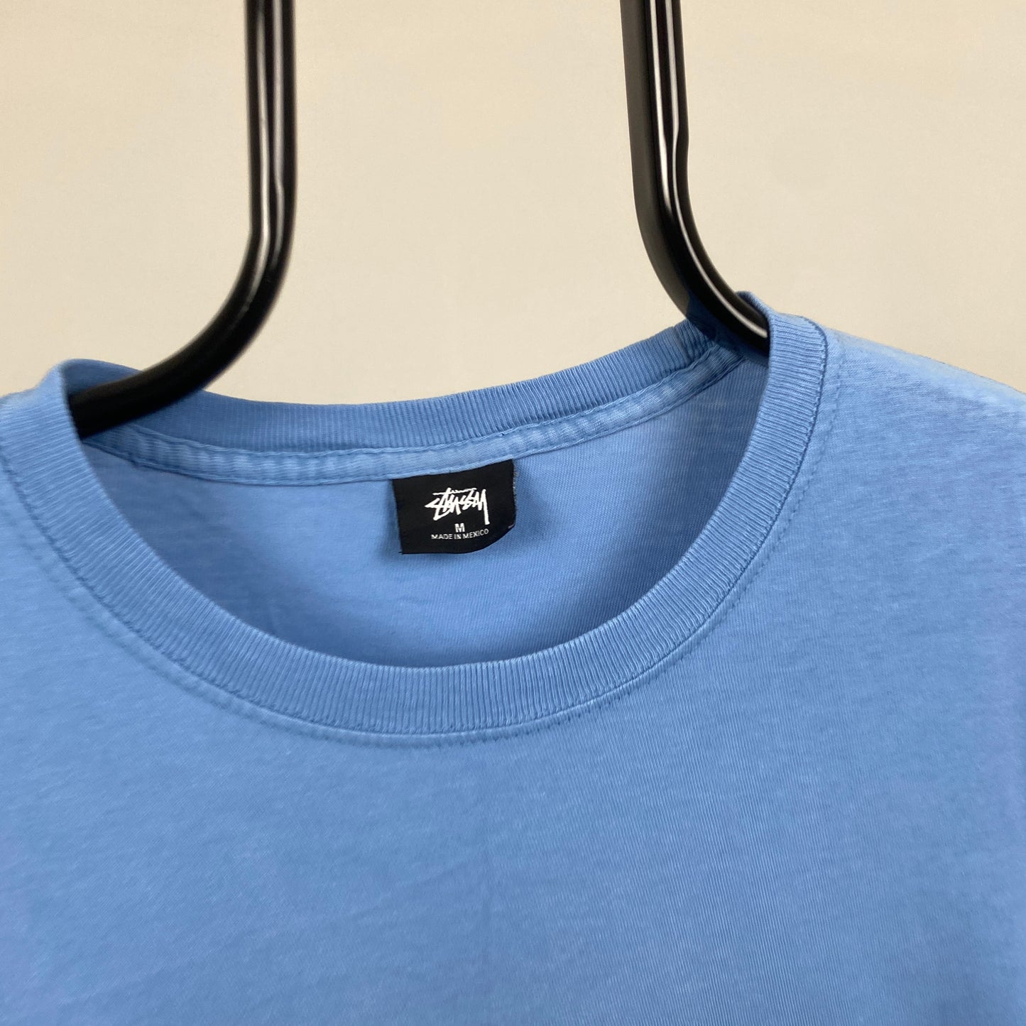 Retro 00s Stussy T-Shirt Baby Blue Medium