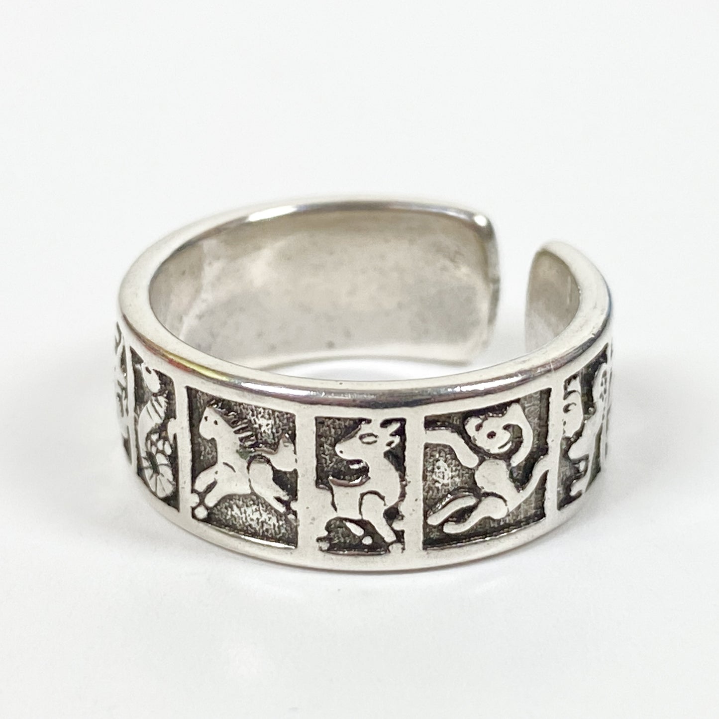 Retro Adjustable Animal Ring Silver