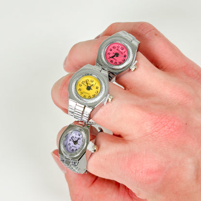 Retro Adjustable Watch Ring Silver Rose