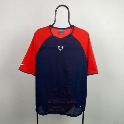 00s Nike Football Shirt T-Shirt Blue Large