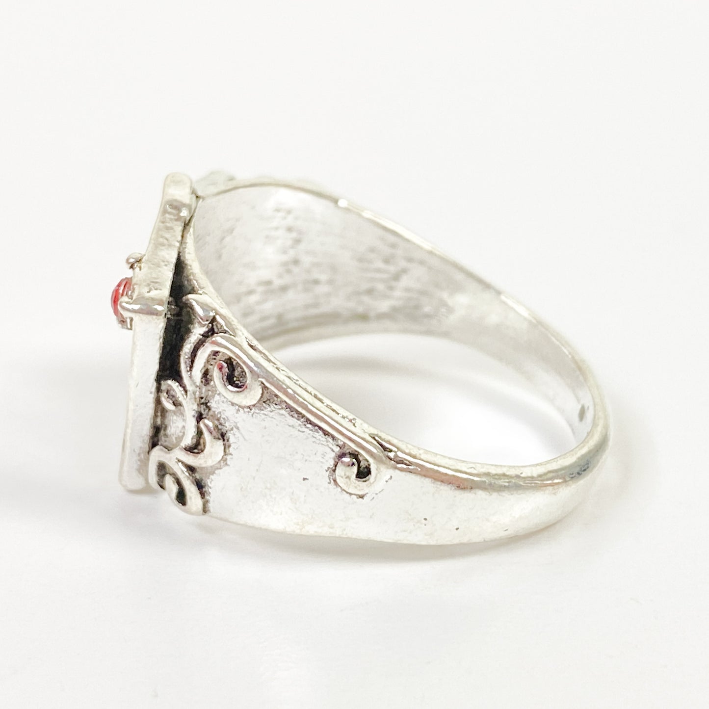 Retro Vintage Playing Card Ring Silver