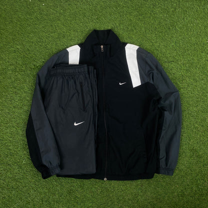 00s Nike Piping Tracksuit Jacket + Joggers Set Black Large