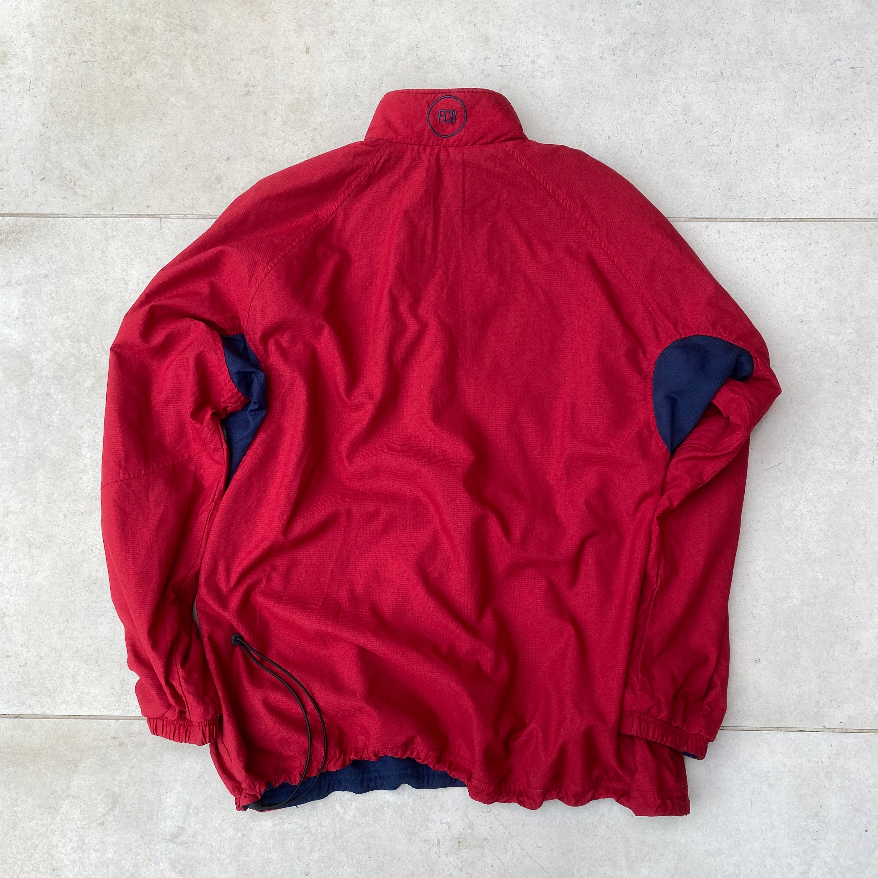90s Nike Barcelona Reversible 1/4 Zip Windbreaker Jacket Red Blue XL
