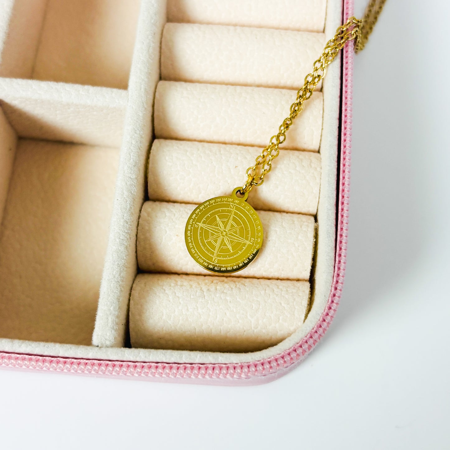 Vintage Compass Necklace Gold