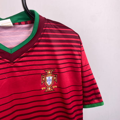 Retro Portugal Fan Style Football Shirt T-Shirt Red XL
