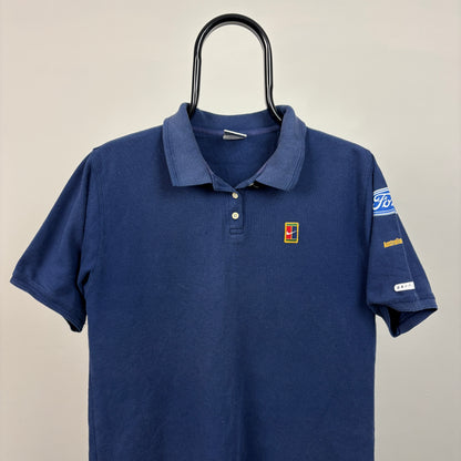 90s Nike Court Australian Open Polo Shirt T-Shirt Blue Small