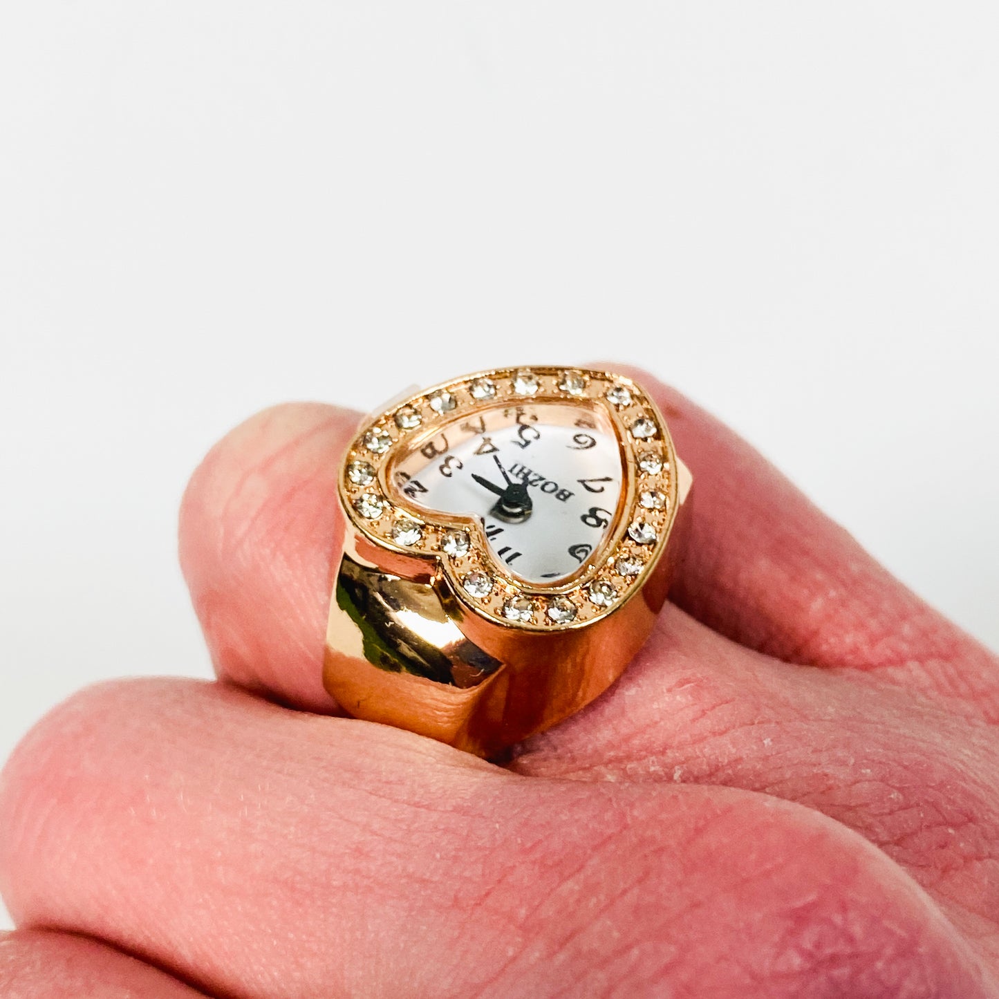 Adjustable Heart Ring Watch Rose Gold