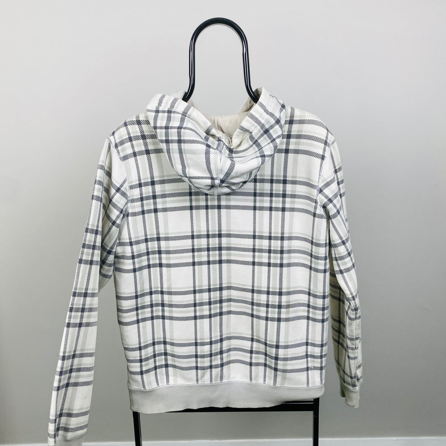 00s Nike Plaid Hoodie White Small