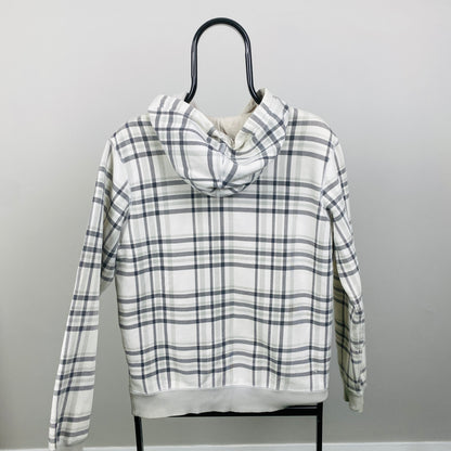 00s Nike Plaid Hoodie White Small