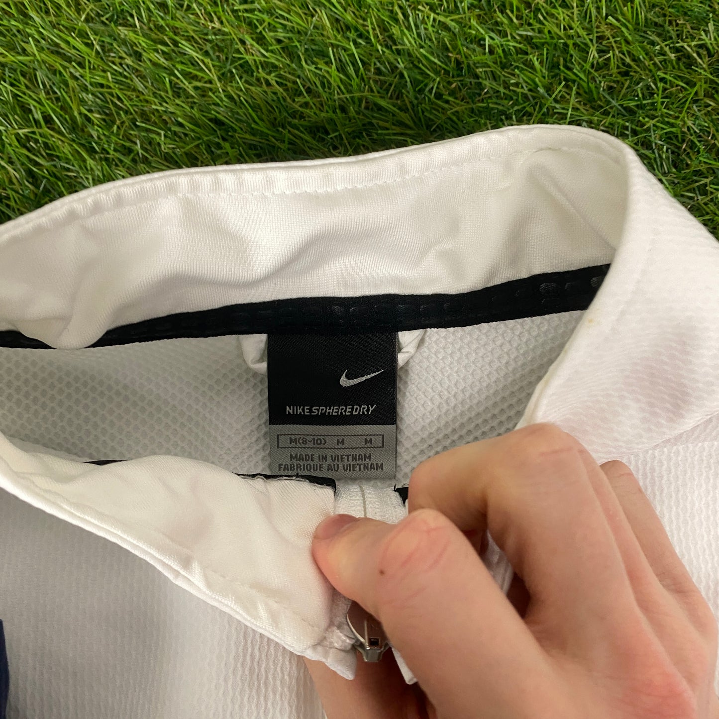 90s Nike Sphere Dry Windbreaker Jacket + Joggers Set White Womens Medium