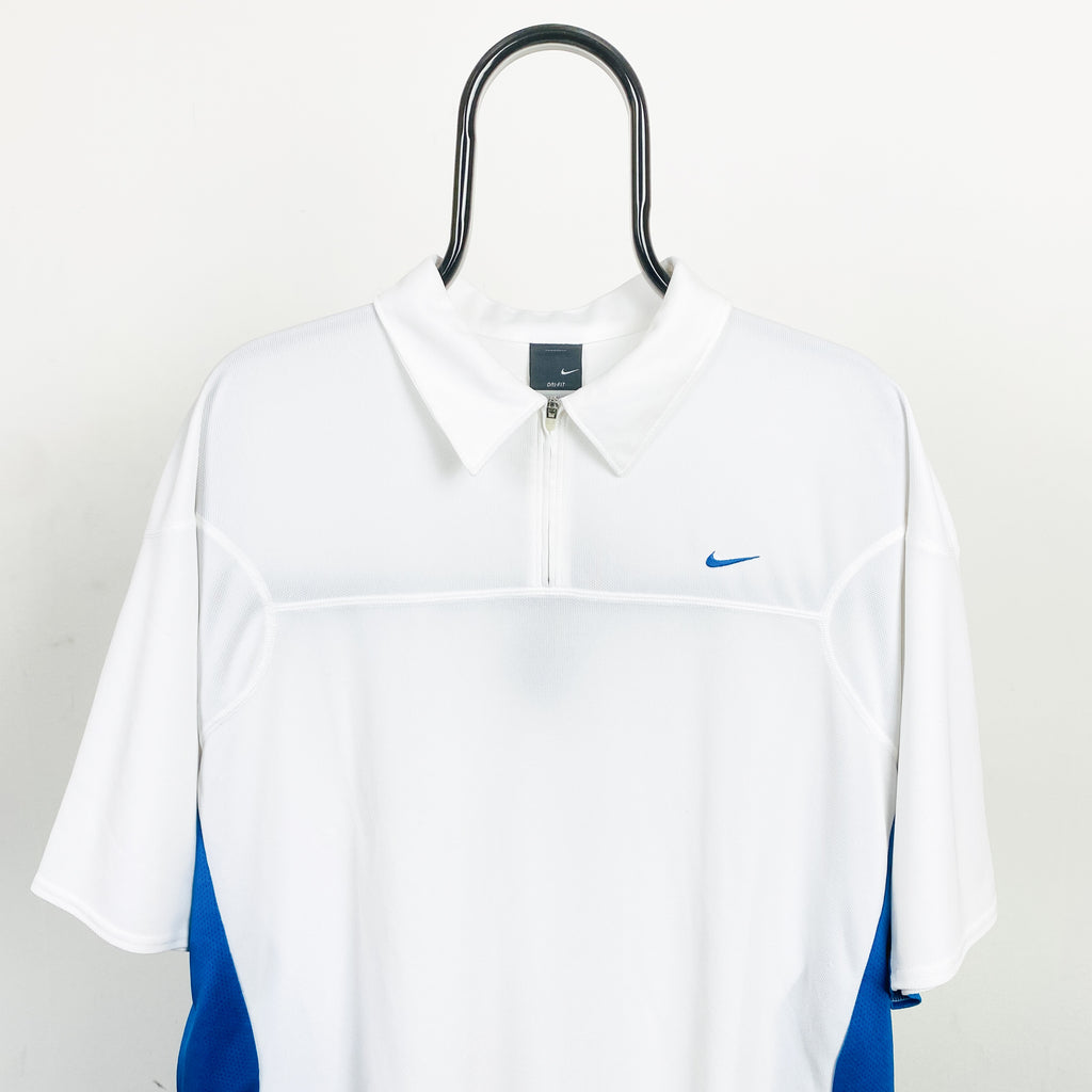 90s Nike Panelled Dri-Fit Polo T-Shirt White XXL